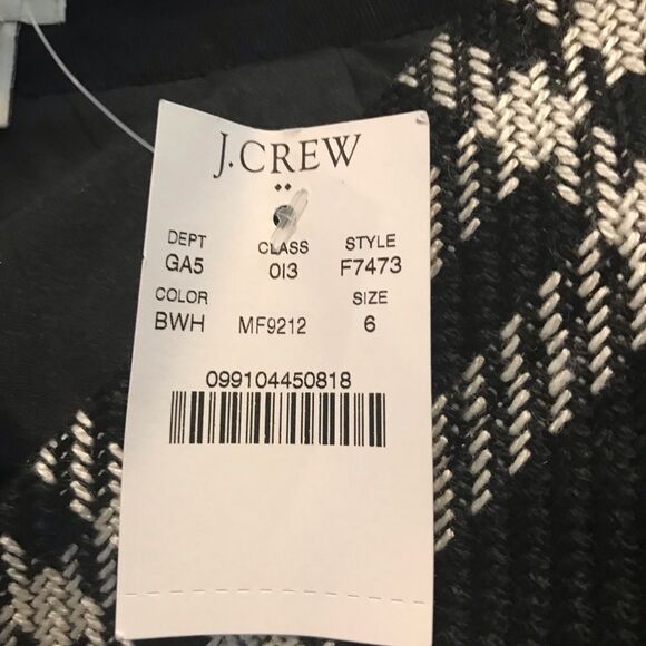 J. Crew Mini Skirt Women's Size 6 Black and White Plaid Pencil Preppy NWT - Picture 7 of 9